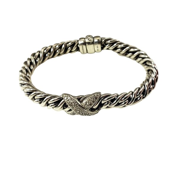 David Yurman Sterling Silver and Diamond Lyrica Bracelet #17078 - Picture 1 of 7